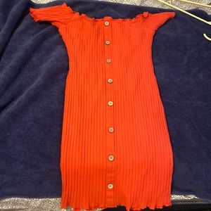 Red dress with buttons down the center, only worn a couple times.